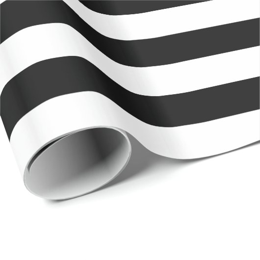 Papier Cadeau Rayure blanche et noire (Coin rond)