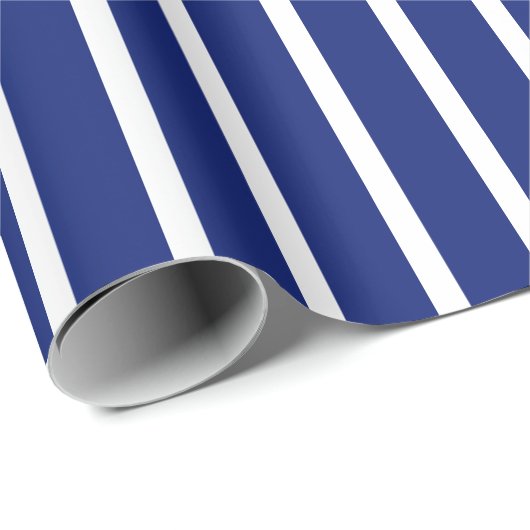 Papier Cadeau Rayure Bleue et Blanche (Coin rond)