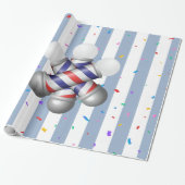 Papier Cadeau Rayure Bleue et Blanche Mat à Barbe (Déroulé)