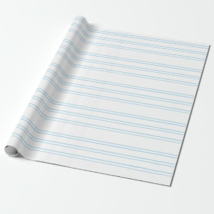 Papier Cadeau Rayure bleue molle sur le blanc, enveloppe de