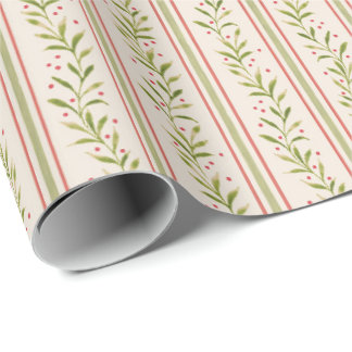 Papier Cadeau Rayure botanique peinte