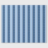 Papier Cadeau Rayure Chippendale en bleu indigo (Plat)