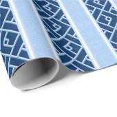 Papier Cadeau Rayure Chippendale en bleu indigo (Coin rond)