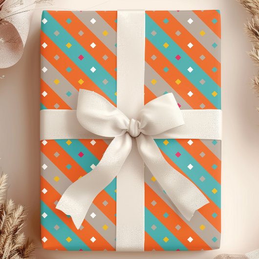 Papier Cadeau Rayure Confettis Géométrique