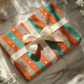 Papier Cadeau Rayure Confettis Géométrique