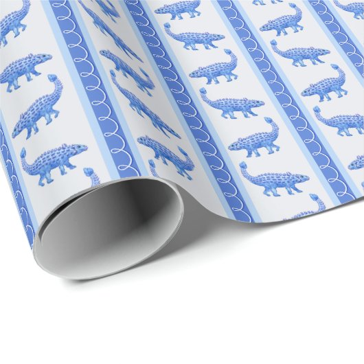 Papier Cadeau Rayure d'Ankylosaurus (Coin rond)