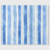Papier Cadeau Rayure d'aquarelle bleue (Plat)