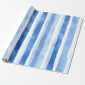 Papier Cadeau Rayure d'aquarelle bleue (Déroulé)