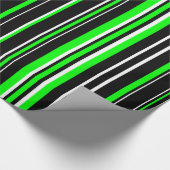 Papier Cadeau Rayure de code-barres noir, vert citron et blanc (Coin)