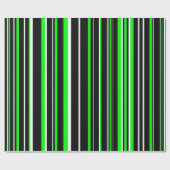 Papier Cadeau Rayure de code-barres noir, vert citron et blanc (Plat)