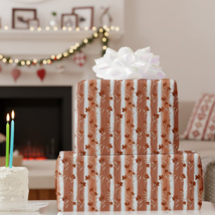 Papier Cadeau Rayure de fleur sauvage en terre cuite
