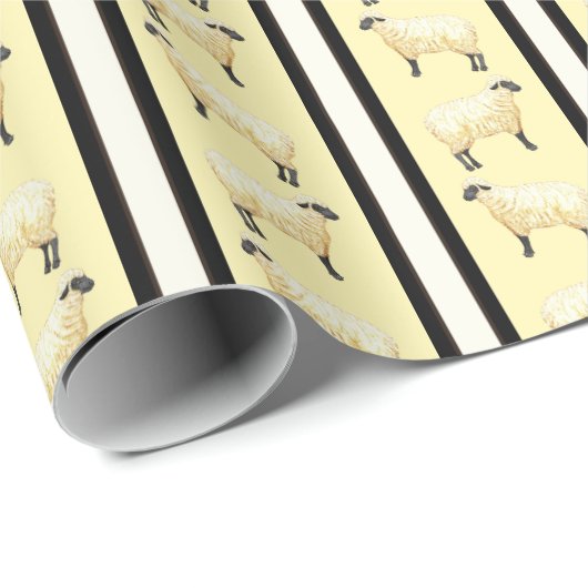 Papier Cadeau Rayure de mouton  (Coin rond)
