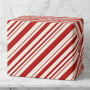 Papier Cadeau Rayure diagonale rouge et blanche de canne à bonbo