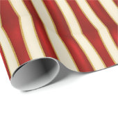 Papier Cadeau Rayure dorée rouge - Noël moderne (Coin rond)