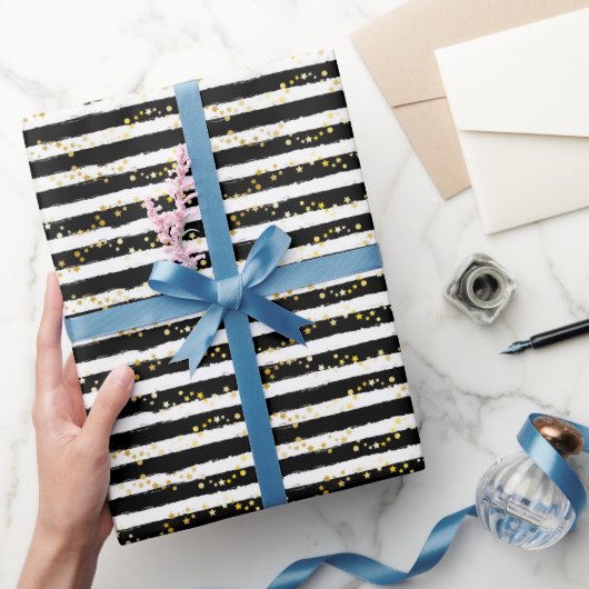 Papier Cadeau Rayure étoile dorée (Cadeaux)