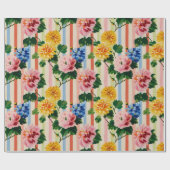 Papier Cadeau Rayure florale vintage (Plat)