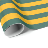 Papier Cadeau Rayure horizontale or et vert (Coin rond)
