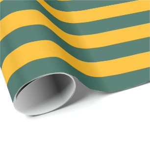 Papier Cadeau Rayure horizontale or et vert