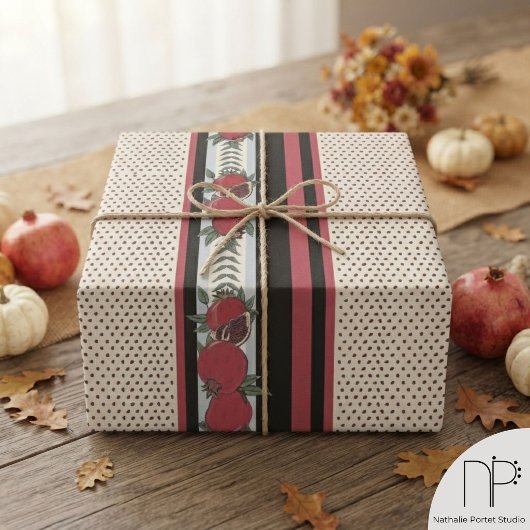 Papier Cadeau Rayure Moderne à Graines de Grenade