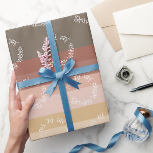 Papier Cadeau Rayure moderne rose et marron