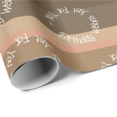 Papier Cadeau Rayure moderne rose et marron (Coin rond)