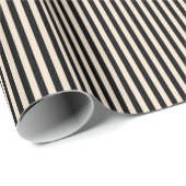 Papier Cadeau rayure noir et ivoire (Coin rond)
