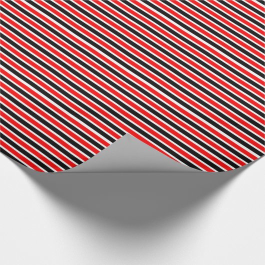 Papier Cadeau Rayure noire et rouge (Coin)