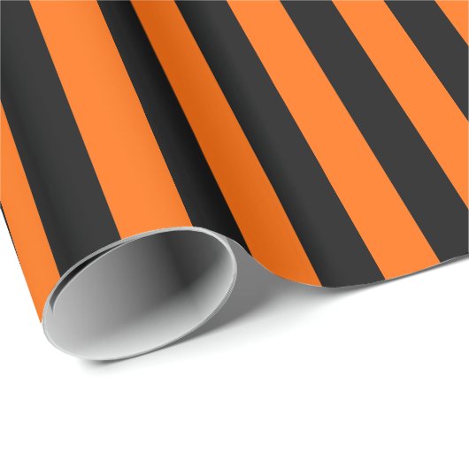 Papier Cadeau Rayure orange et noire Halloween (Coin rond)