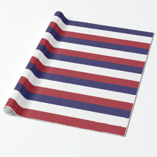 Papier Cadeau Rayure rouge, blanche et bleue