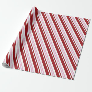 Papier Cadeau Rayure rouge et rose de menthe poivrée
