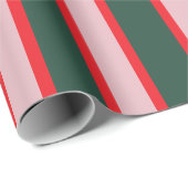 Papier Cadeau Rayure rouge, rose et verte (Coin rond)