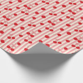 Papier Cadeau Rayure Ruban Cerise (Coin)