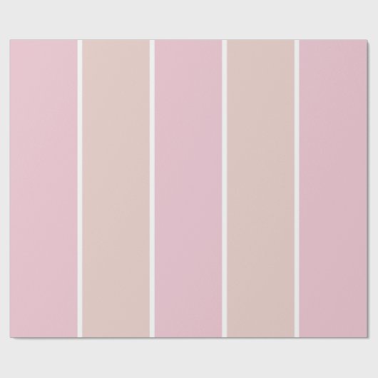 Papier Cadeau Rayure verticale rose pâle et beige (Plat)