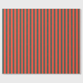 Papier Cadeau Rayure verticale rouge et vert foncé (Plat)