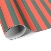 Papier Cadeau Rayure verticale rouge et vert foncé (Coin rond)