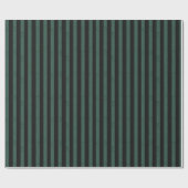 Papier Cadeau Rayure verticale vert foncé et noir (Plat)