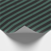 Papier Cadeau Rayure verticale vert foncé et noir (Coin)
