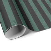 Papier Cadeau Rayure verticale vert foncé et noir (Coin rond)