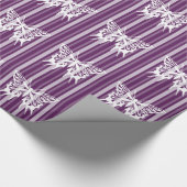 Papier Cadeau Rayure victorienne violette avec papillon (Coin)