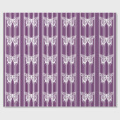 Papier Cadeau Rayure victorienne violette avec papillon (Plat)