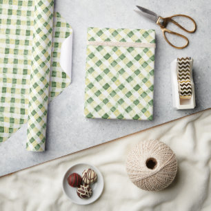 Papier Cadeau Rayures à carreaux jaune vert pour anniversaire