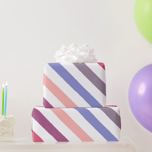 Papier Cadeau Rayures aquarelles inclinées (Cadeaux de fête)