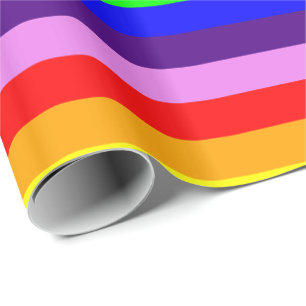Papier Cadeau Rayures arc-en-ciel classiques brillantes et audac