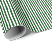 Papier Cadeau Rayures bancales vert forêt et blanc (Coin rond)