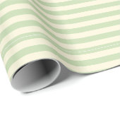 Papier Cadeau Rayures beige et vert thé (Coin rond)