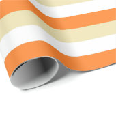 Papier Cadeau Rayures beiges, blanches et oranges (Coin rond)