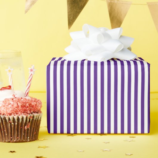 Papier Cadeau Rayures Blanc et Violet Foncé (Fête d'anniversaire)