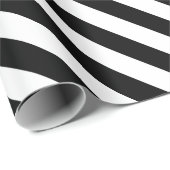 Papier Cadeau Rayures blanches avec la couleur noire de (Coin rond)
