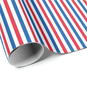 Papier Cadeau Rayures blanches et bleues rouges patriotiques