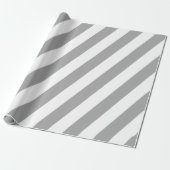 Papier Cadeau Rayures blanches et grises classiques vintage (Déroulé)